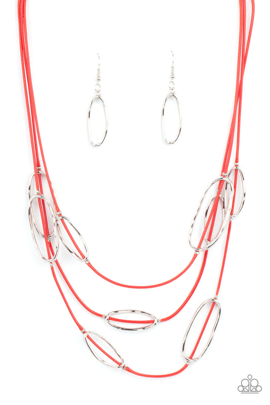 Paparazzi Necklaces - Check Your Cord-inates - Red
