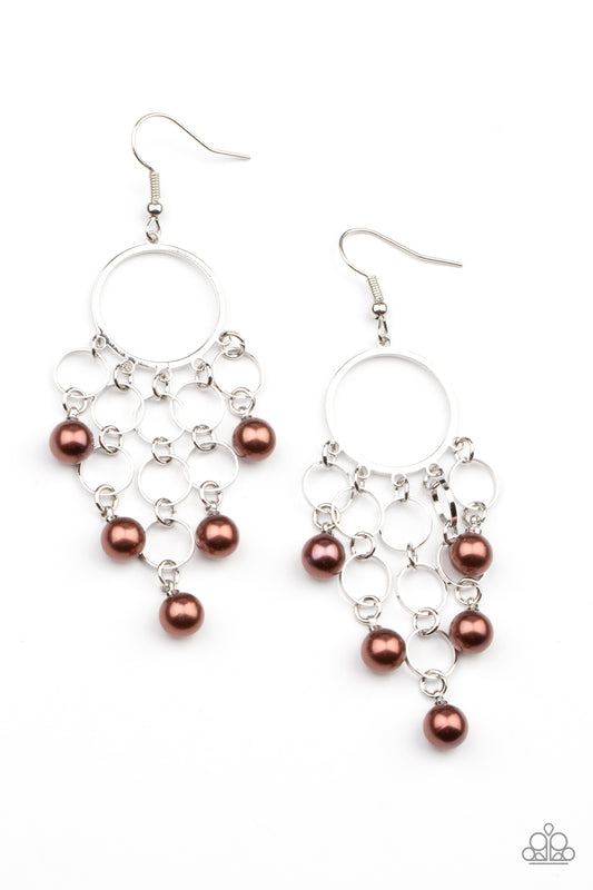 Paparazzi Earrings - When Life Gives You Pearls - Brown