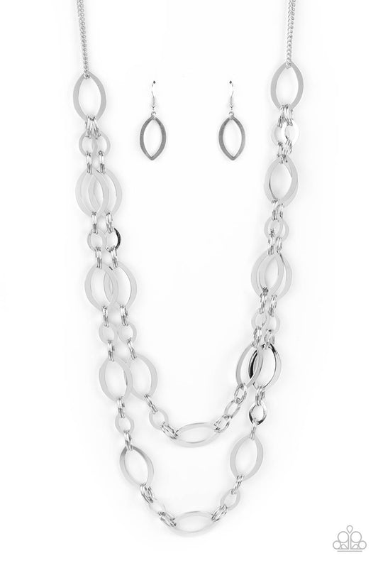 Paparazzi Necklaces - The Oval-achiever - Silver