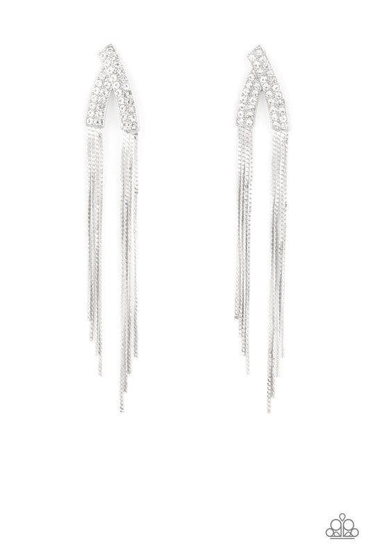 Paparazzi Earrings - It Takes Two To Tassel - White