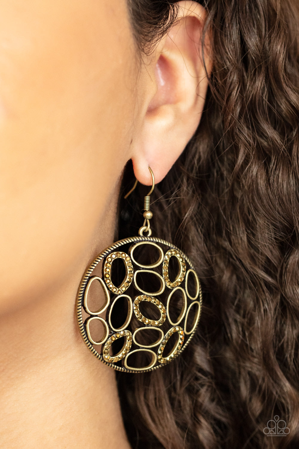 Paparazzi Earrings - Watch Oval Me - Brass