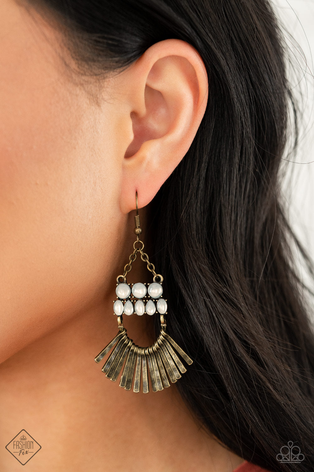 Paparazzi Earrings - A Flare For Fierceness - Brass - Fashion Fix - Simply Santa Fe - May 2021