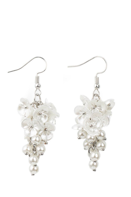 Paparazzi Earrings - Bountiful Bouquets - White