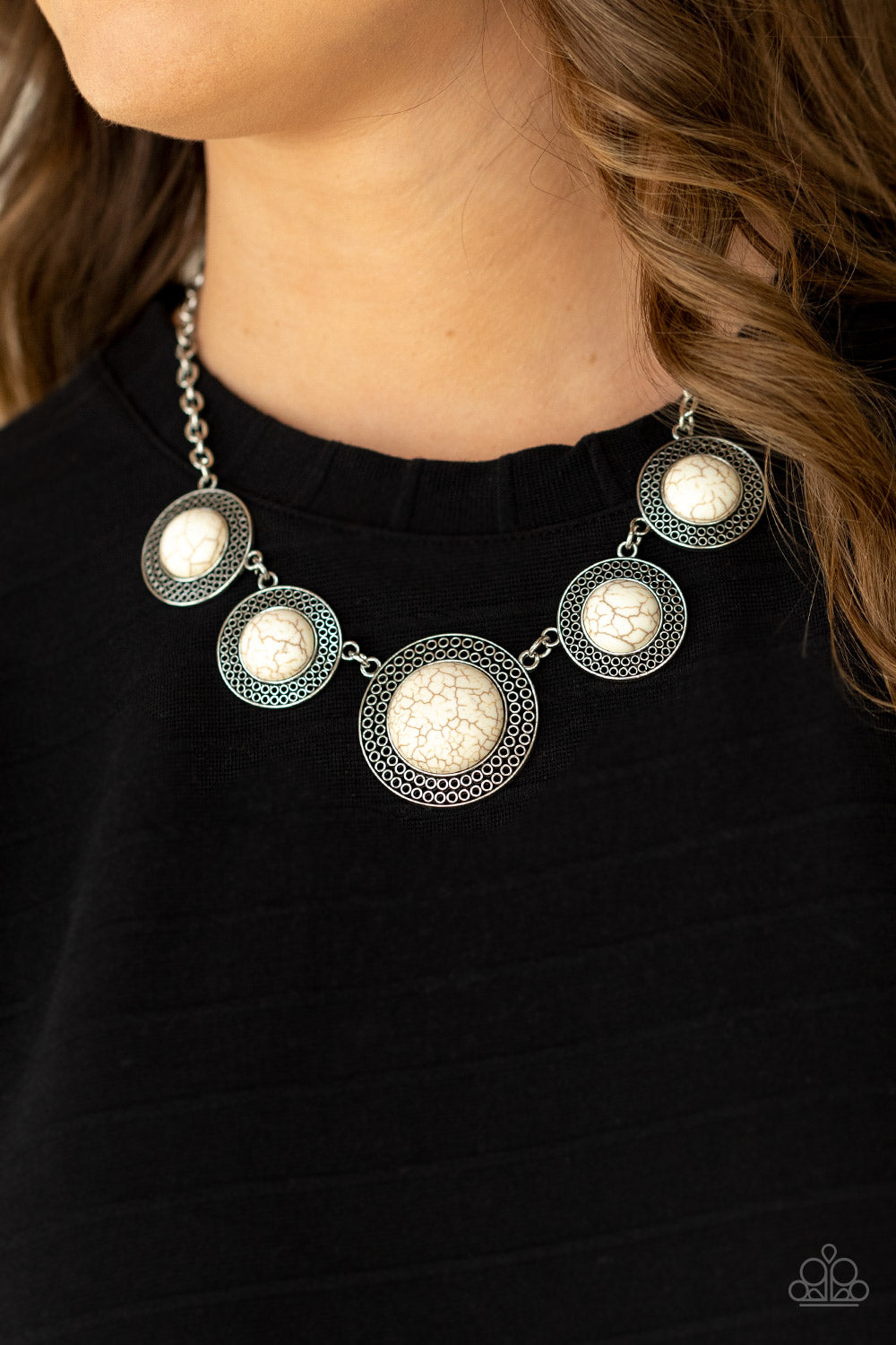 Paparazzi Necklaces - Circle The Wagons - White