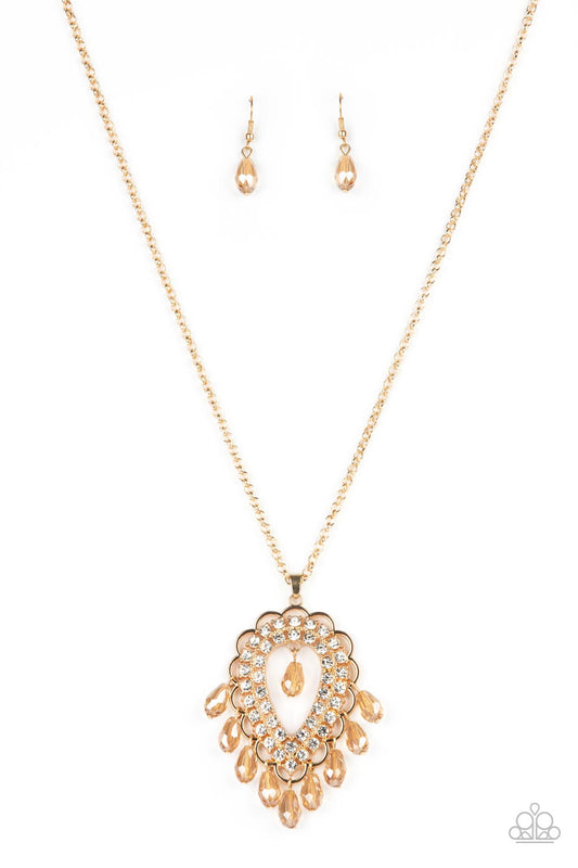 Paparazzi Necklaces - Teasable Teardrops - Gold