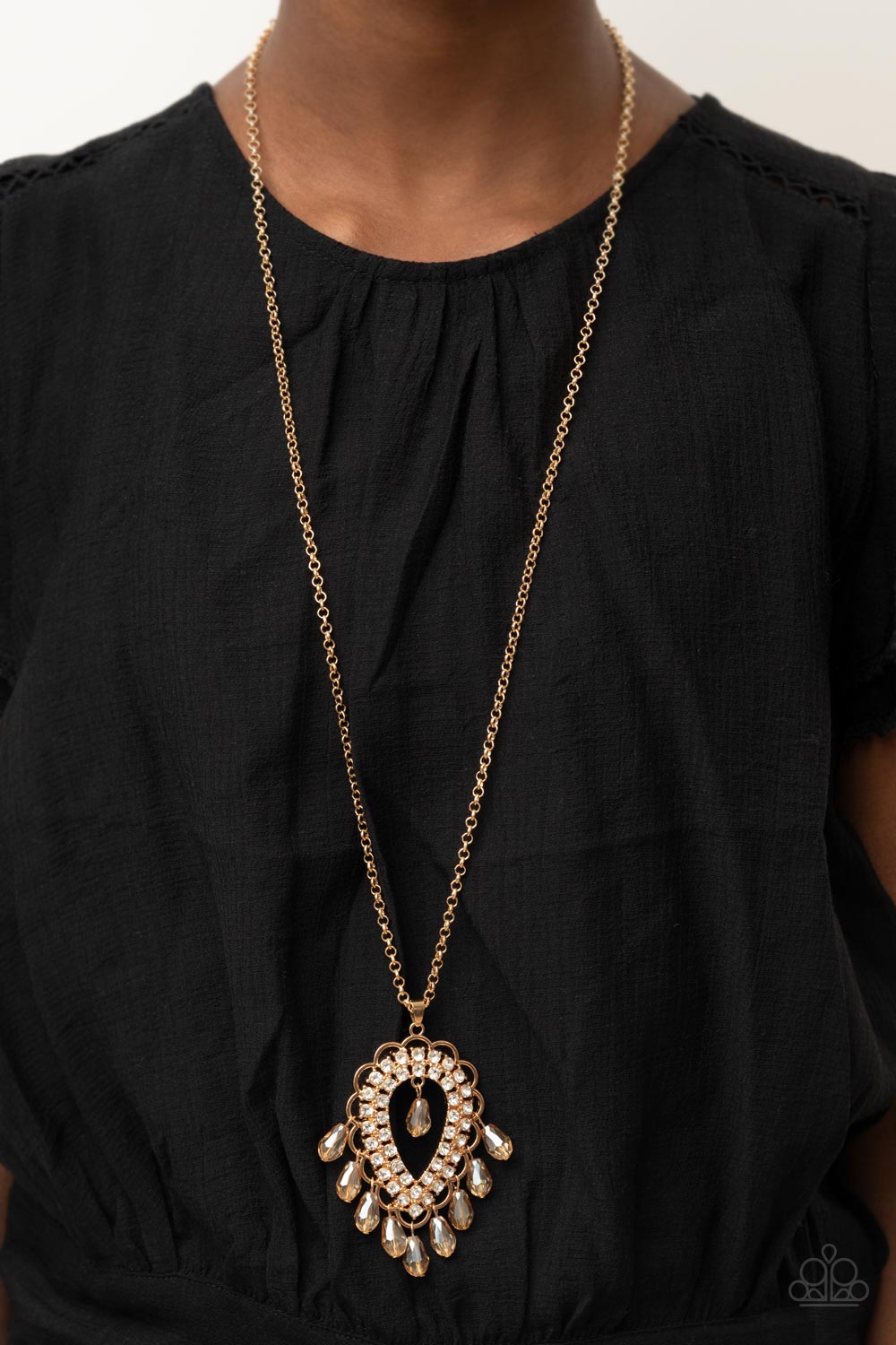 Paparazzi Necklaces - Teasable Teardrops - Gold