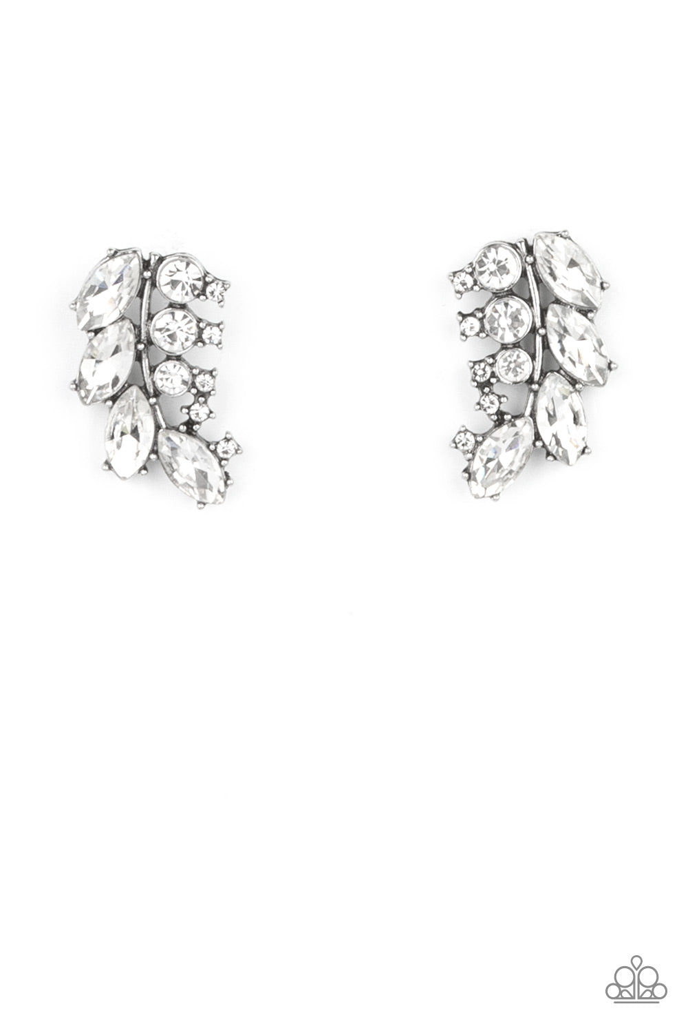 Paparazzi Earrings - Flawless Fronds - White