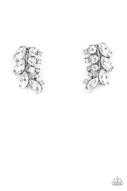 Paparazzi Earrings - Flawless Fronds - White