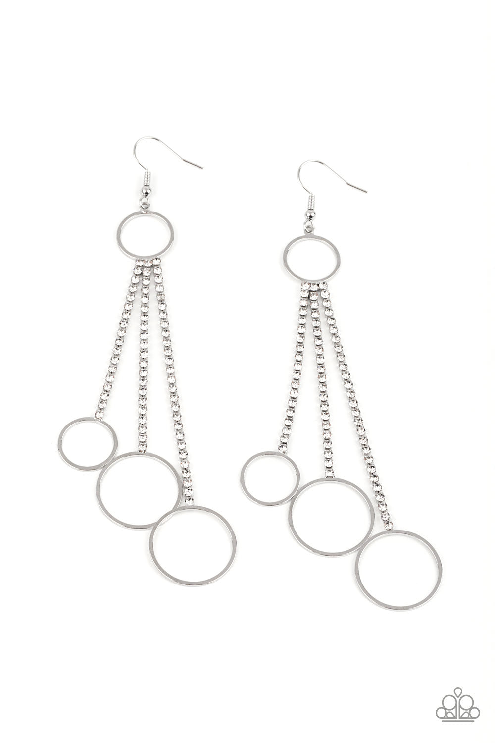 Paparazzi Earrings - Demurely Dazzling - White