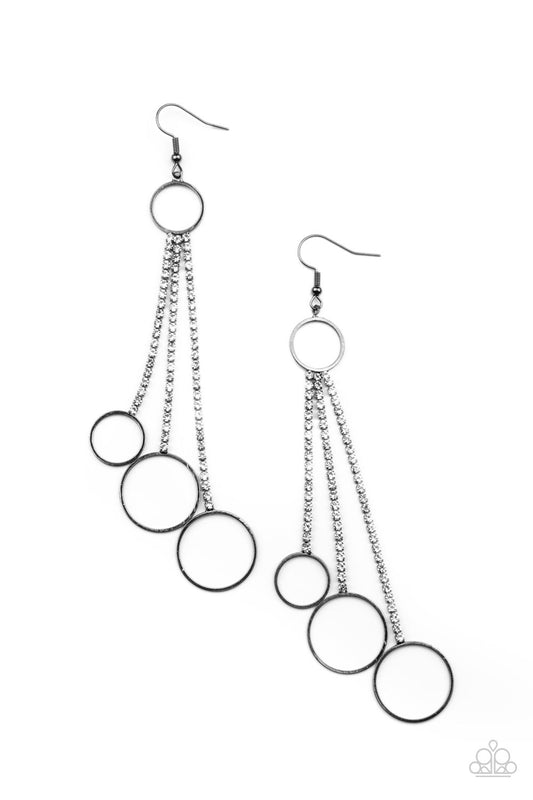 Paparazzi Earrings - Demurely Dazzling - Black