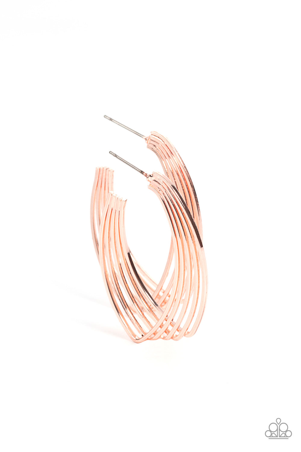 Paparazzi Earrings - Industrial Illusion - Rose Gold