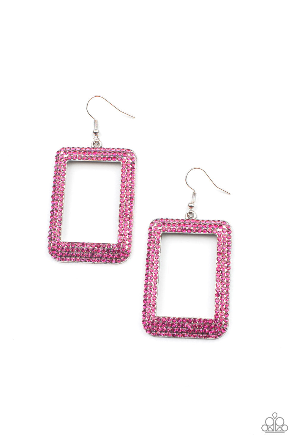 Paparazzi Earrings - World Frame-ous - Pink