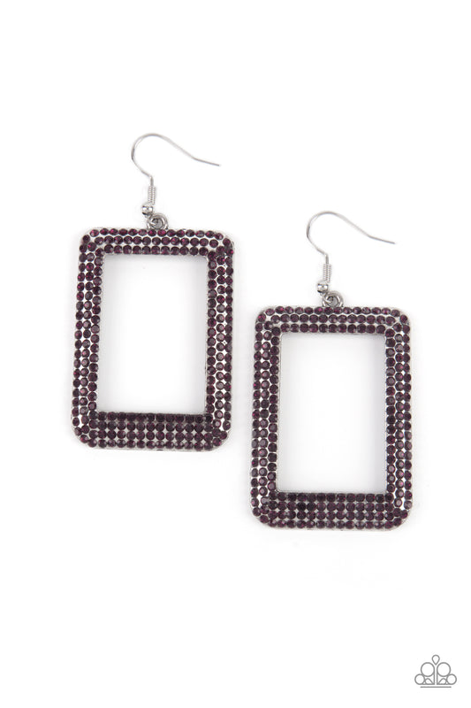 Paparazzi Earrings - World Frame-ous - Purple