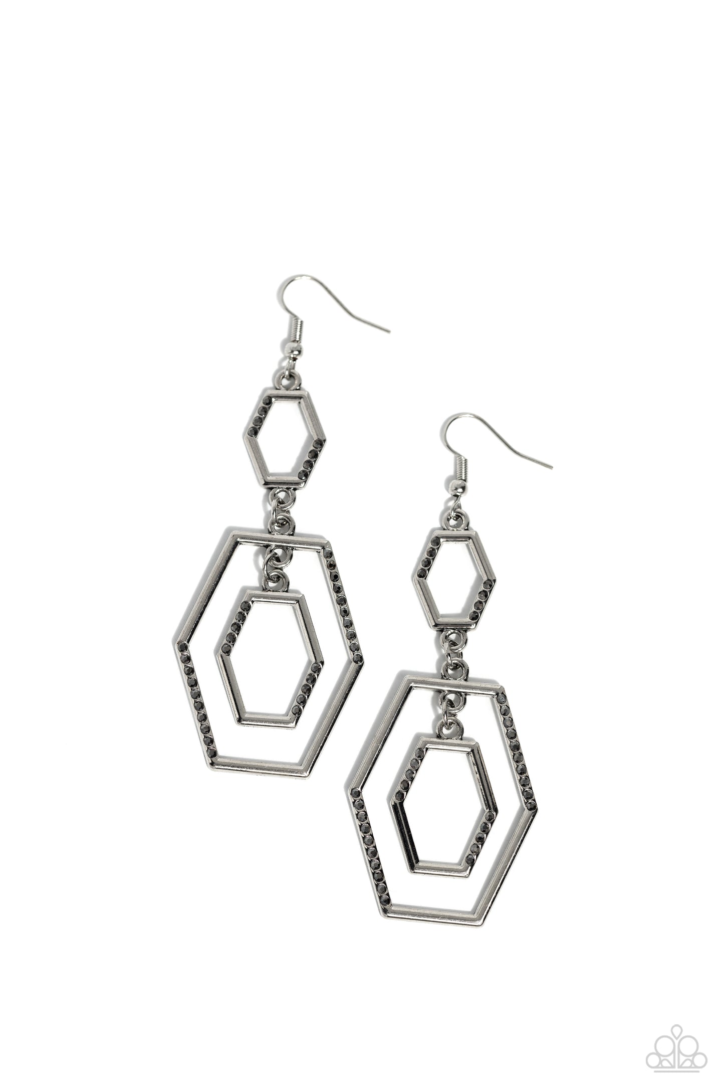 Paparazzi Earrings - Geometric Maven - Silver