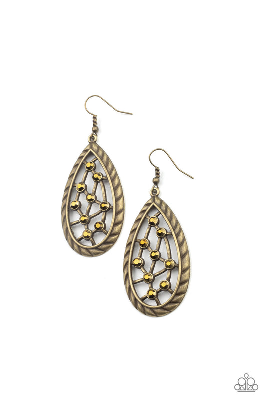 Paparazzi Earrings - Industrial Incandescence - Brass