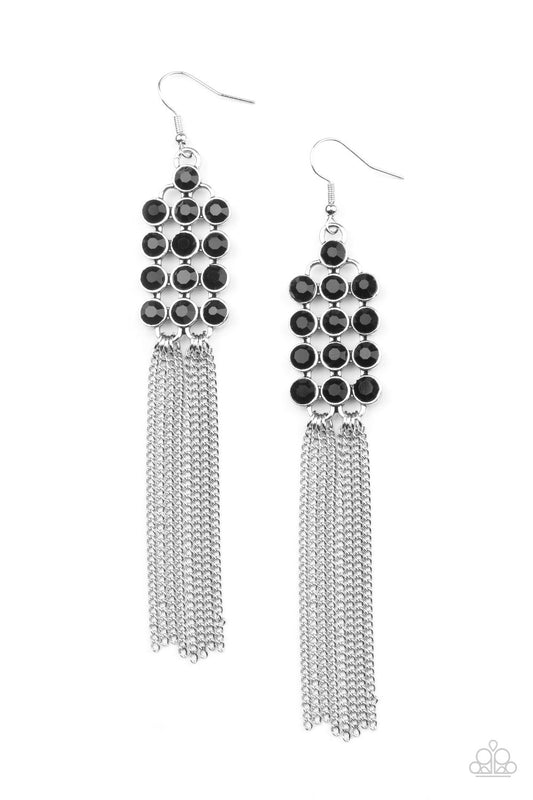 Paparazzi Earrings - Tasteful Tassel - Black