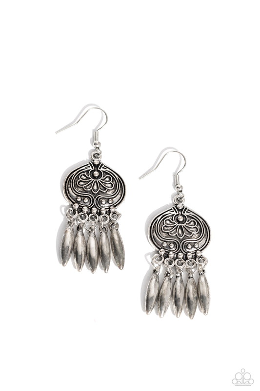 Paparazzi Earrings - Future, PASTURE, and Present - Silver