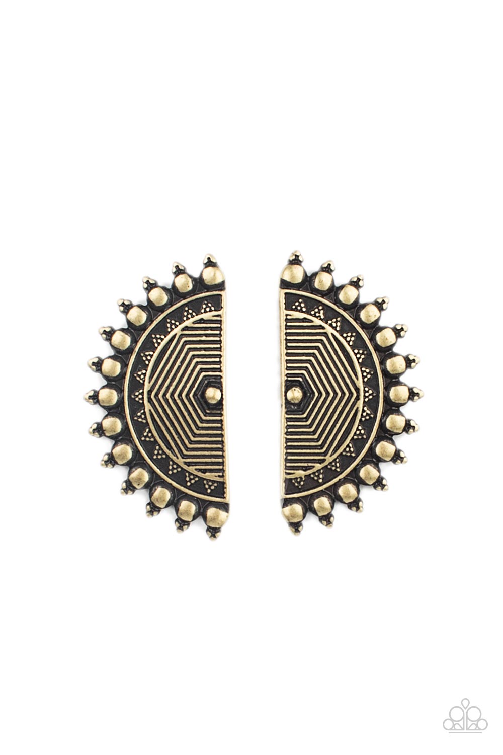 Paparazzi Earrings - Fiercely Fanned Out - Brass