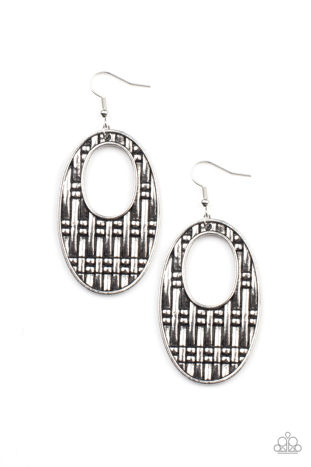 Paparazzi Earrings - Engraved Edge - Silver