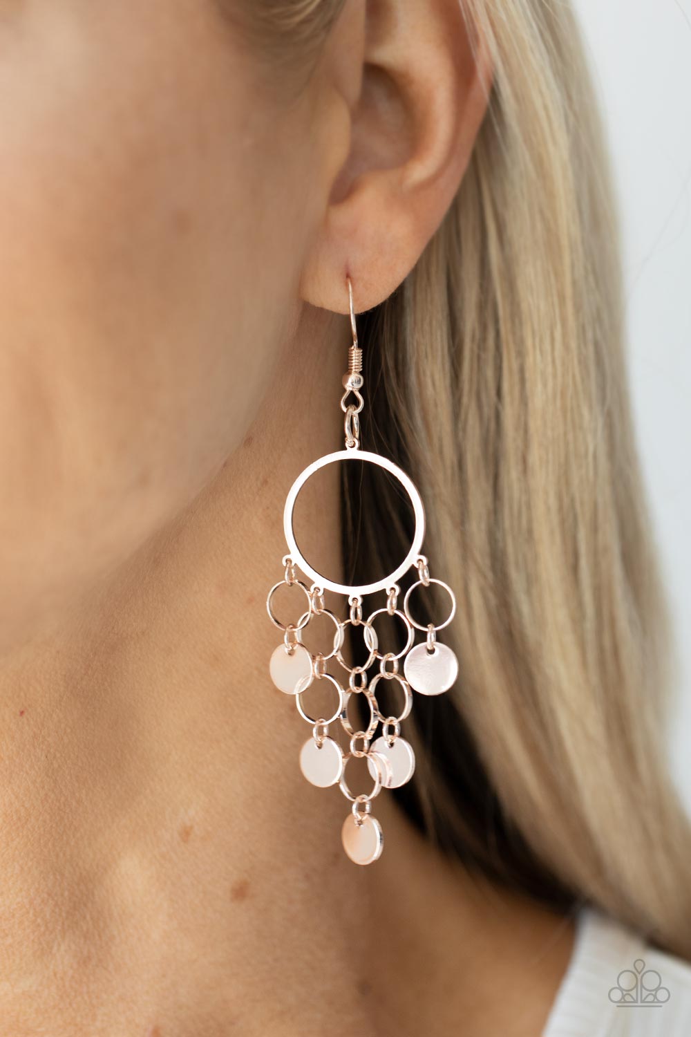 Paparazzi Earrings - Cyber Chime - Rose Gold