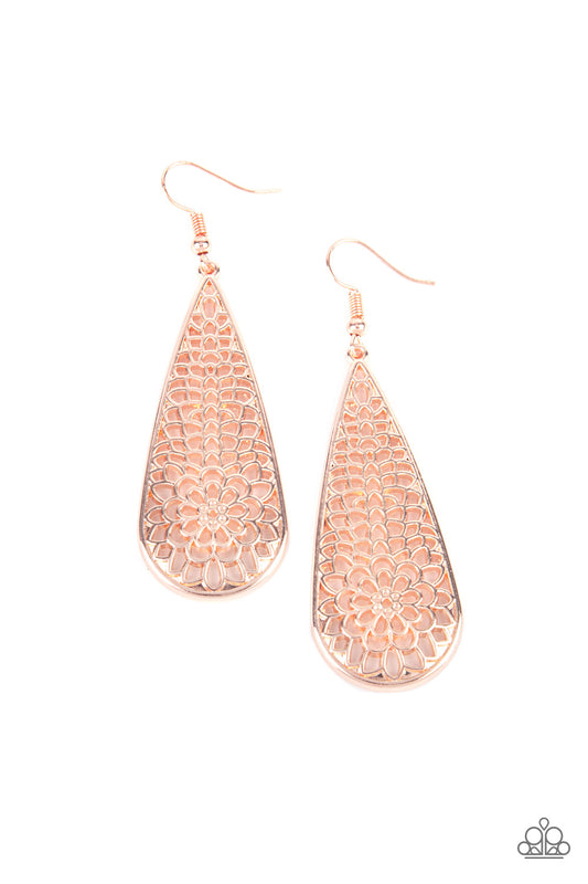 Paparazzi Earrings - Posy Pasture - Rose Gold