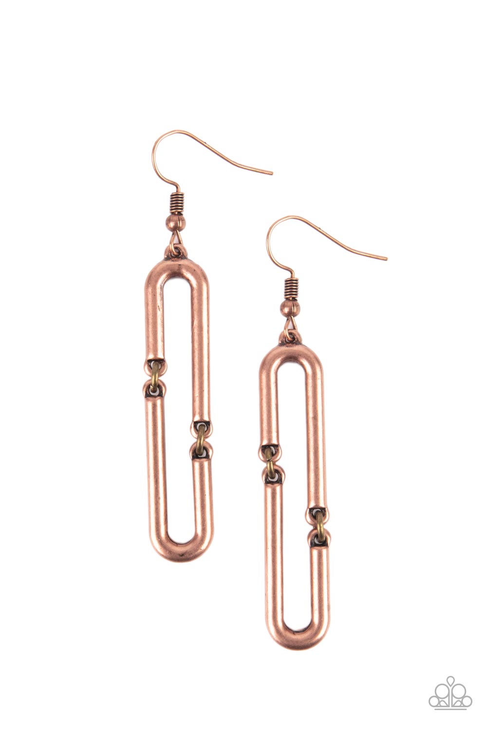 Paparazzi Earrings - Linked and Synced - Copper