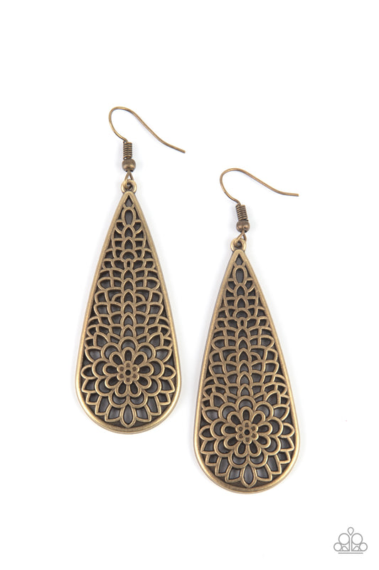 Paparazzi Earrings - Post Pasture - Brass