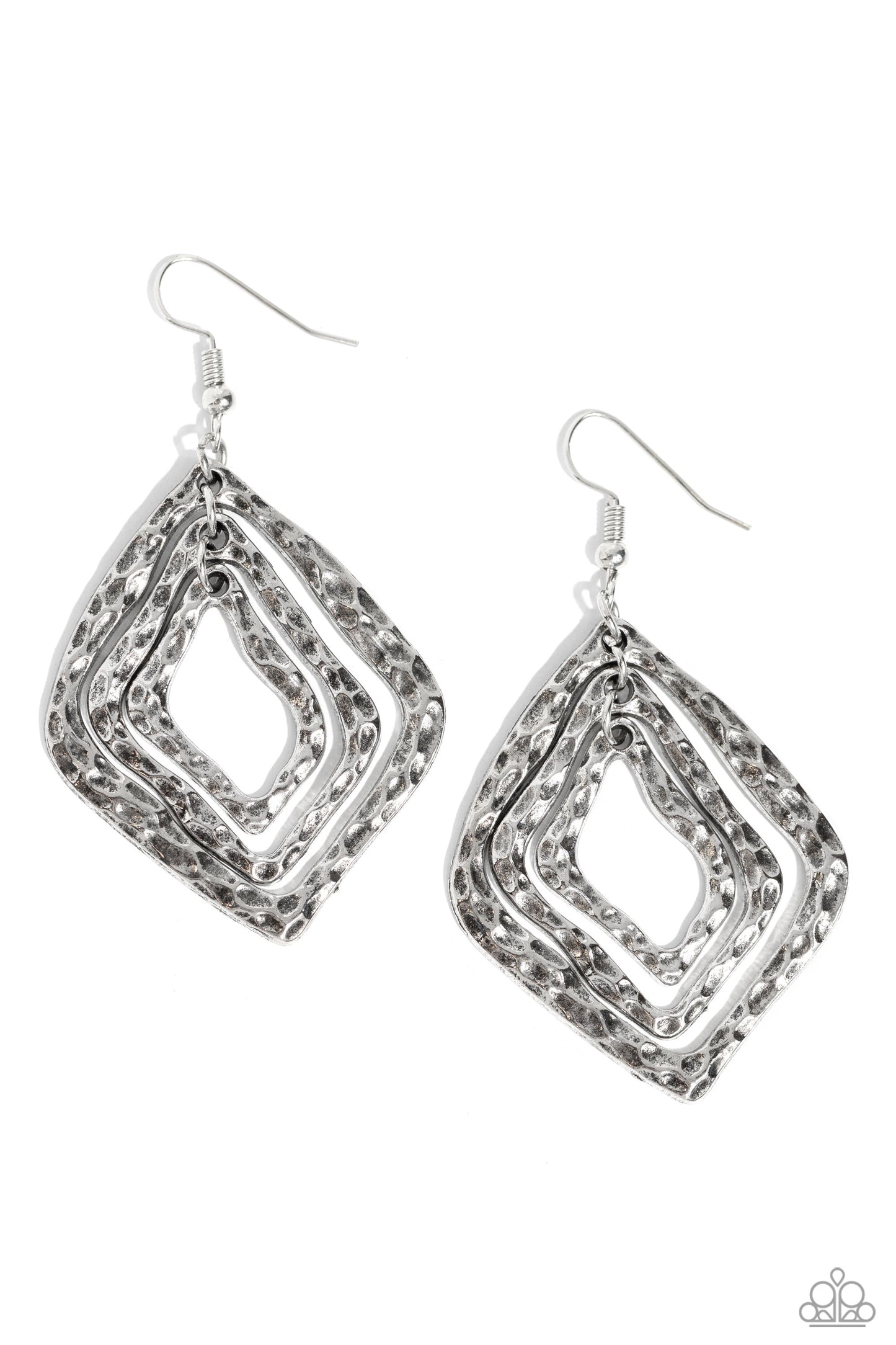 Paparazzi Earrings - Primitive Performance - Silver