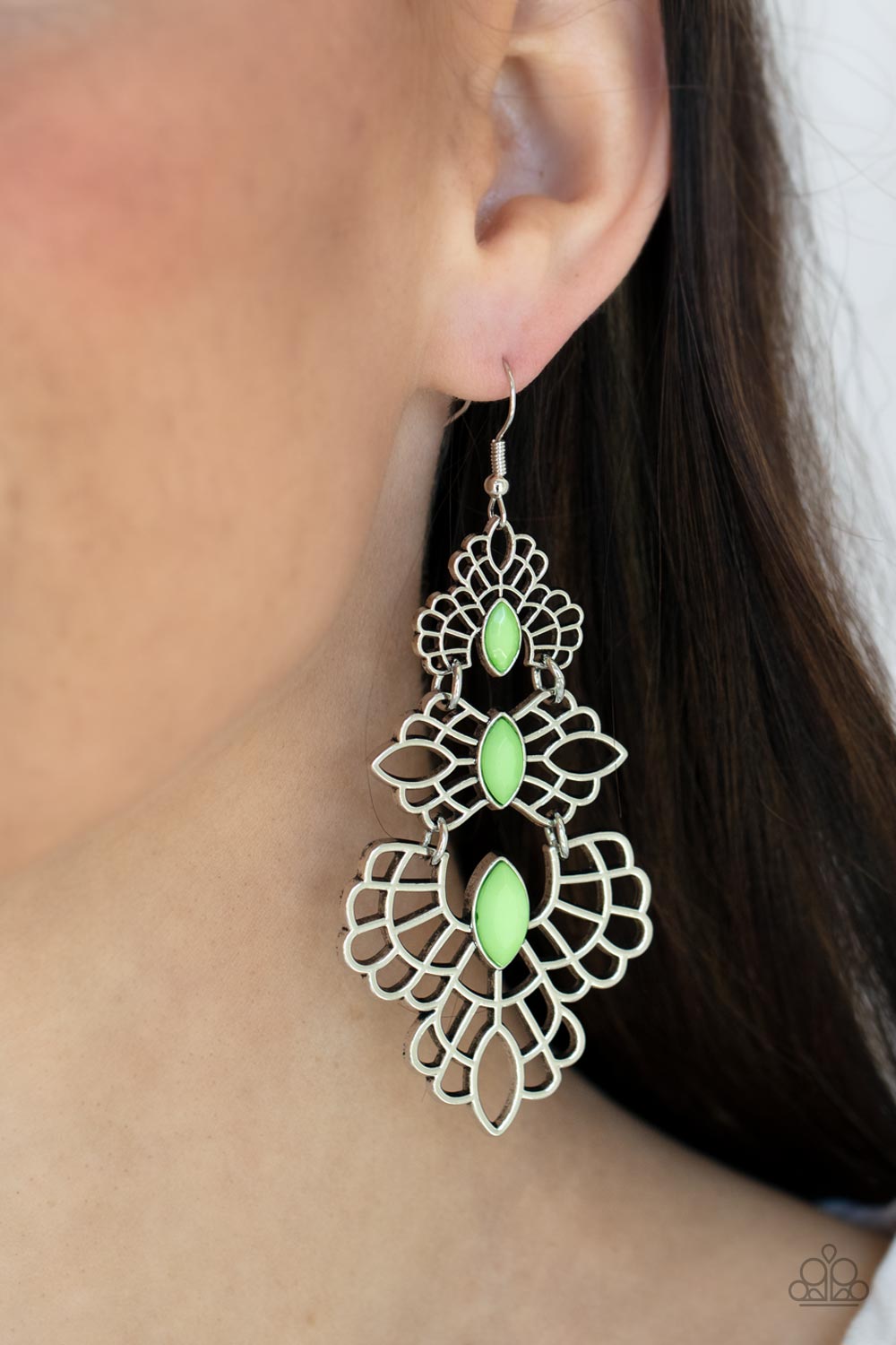 Paparazzi Earrings - Flamboyant Frills - Green