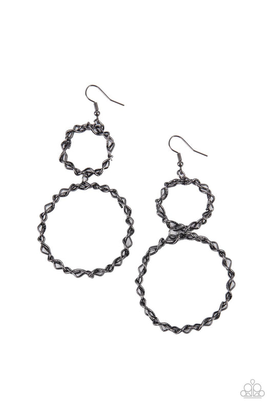 Paparazzi Earrings - Twist of FABULOUS - Black