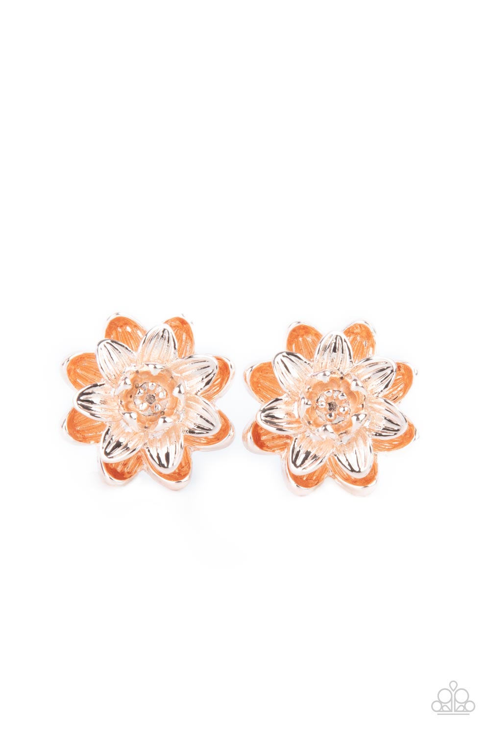 Paparazzi Earrings - Water Lily Love - Rose Gold
