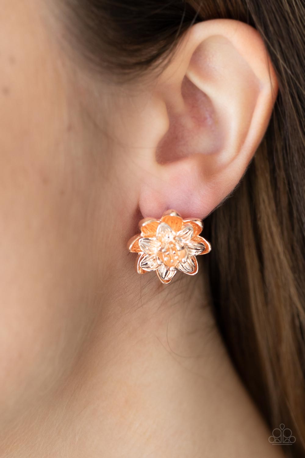 Paparazzi Earrings - Water Lily Love - Rose Gold