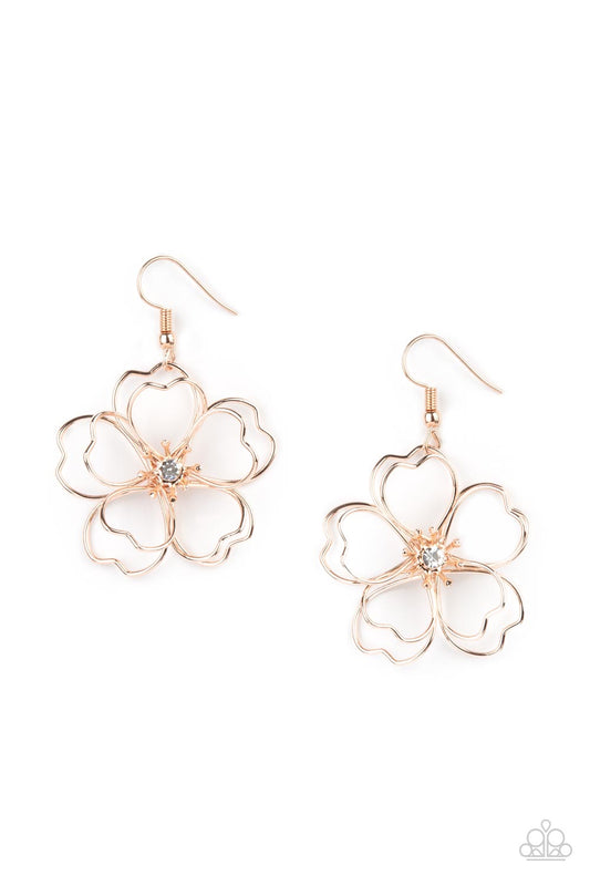 Paparazzi Earrings - Petal  Power - Rose Gold