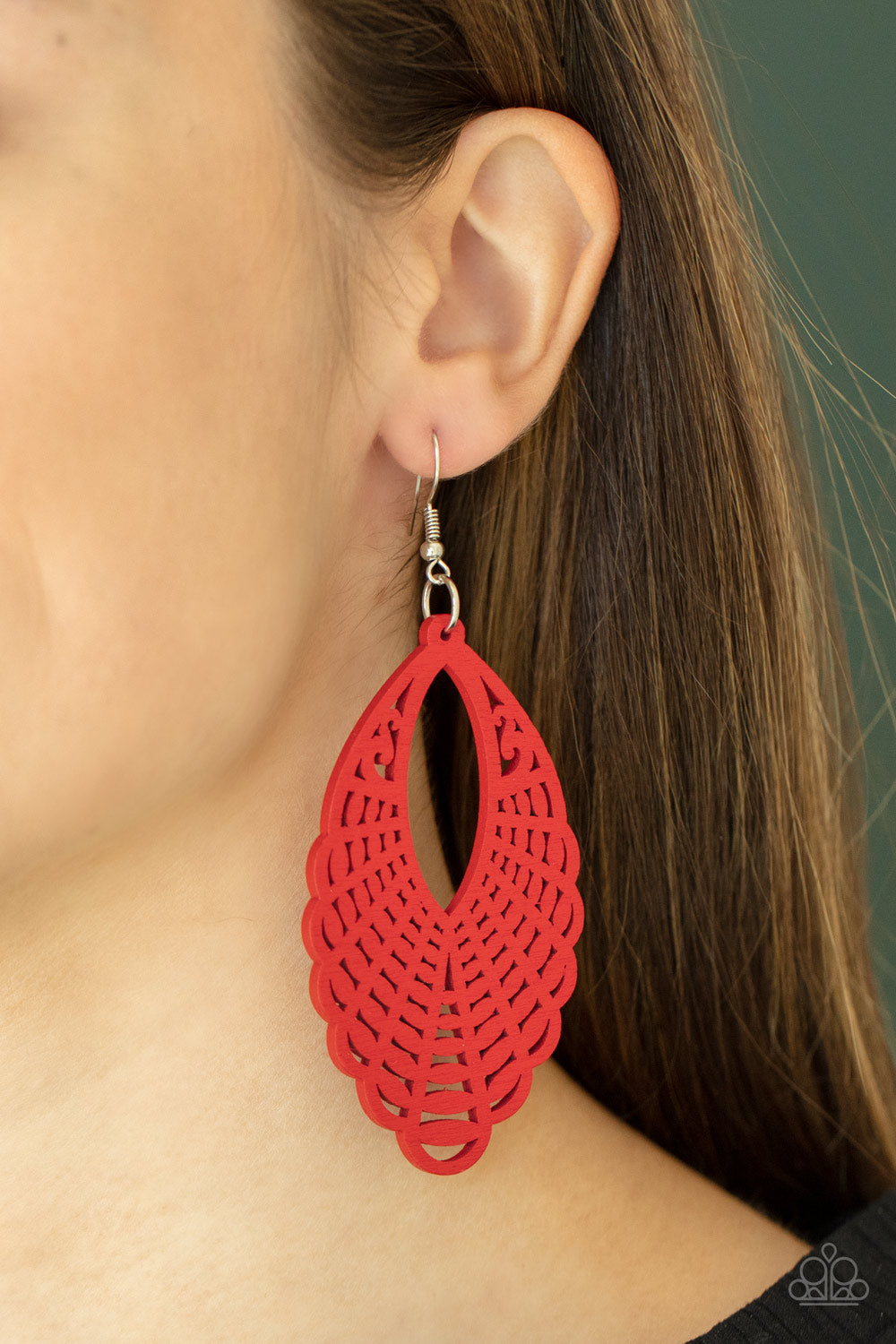 Paparazzi Earrings - Tahiti Tankini - Red