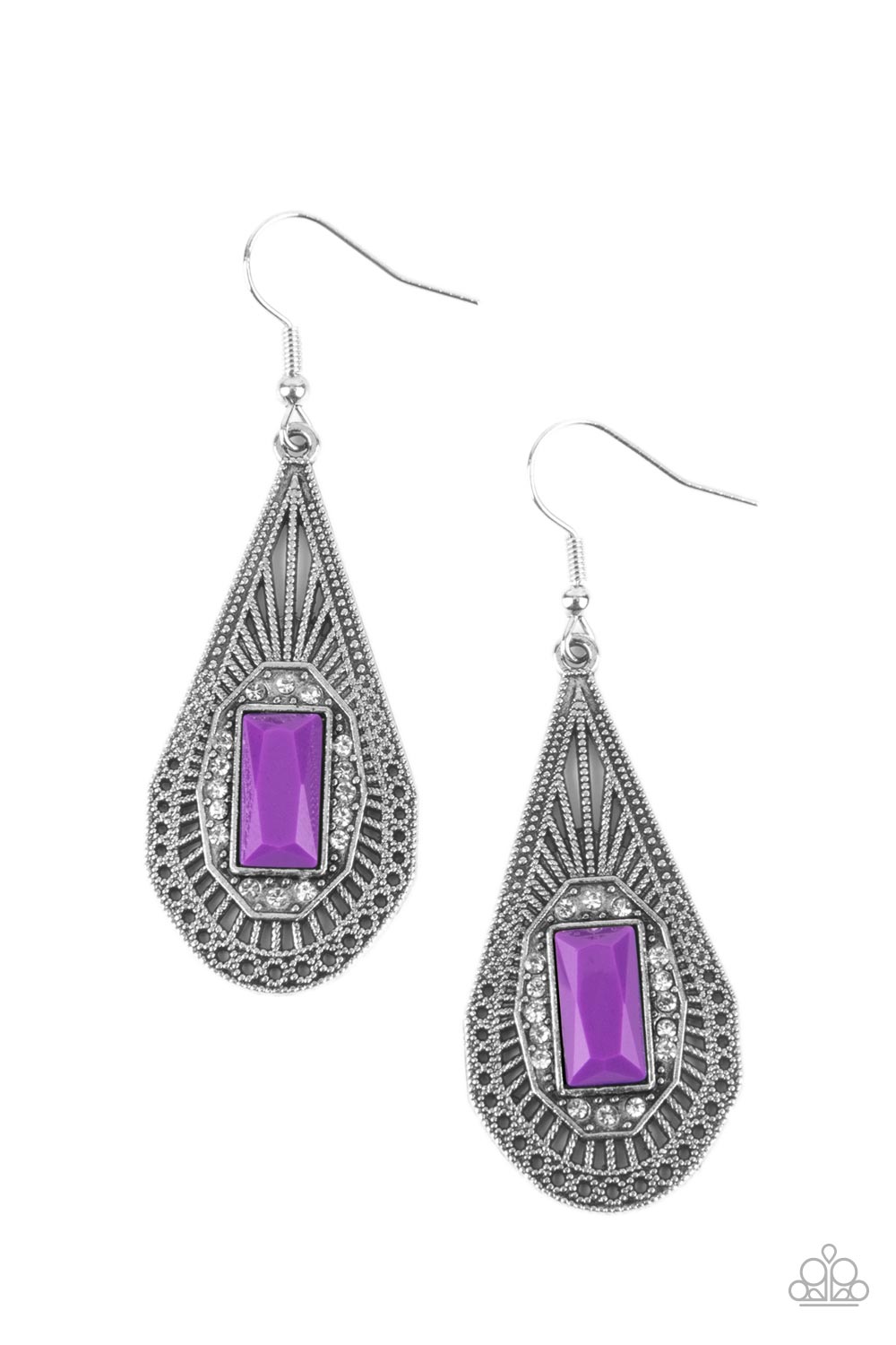 Paparazzi Earrings - Deco Dreaming - Purple