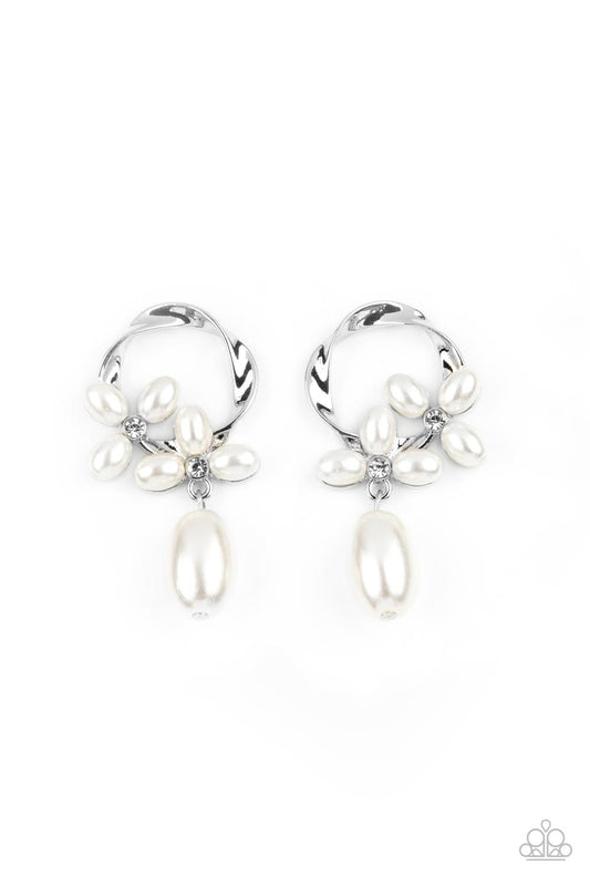 Paparazzi Earrings - Elegant Expo - White