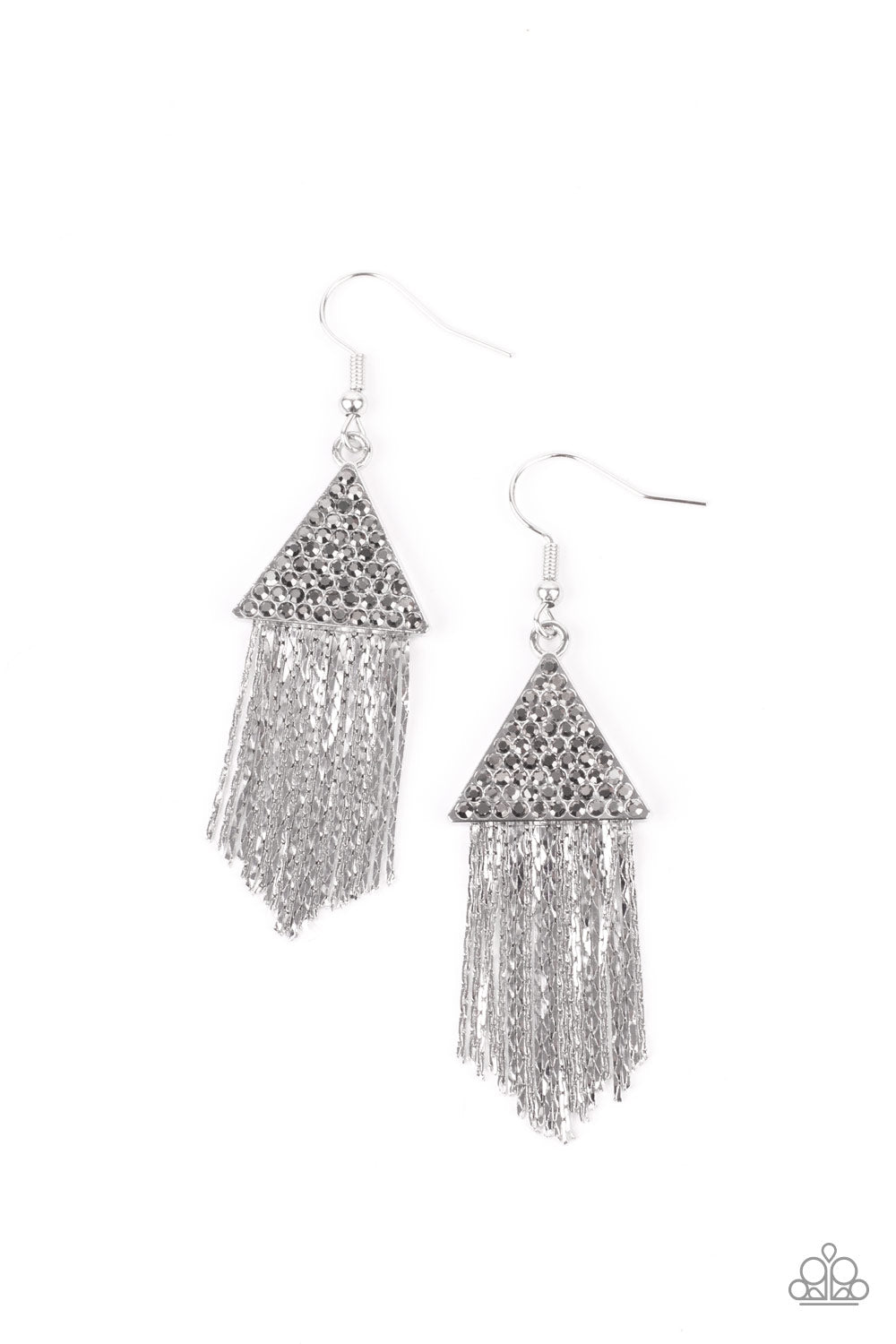 Paparazzi Earrings - Pyramid Sheen - Silver