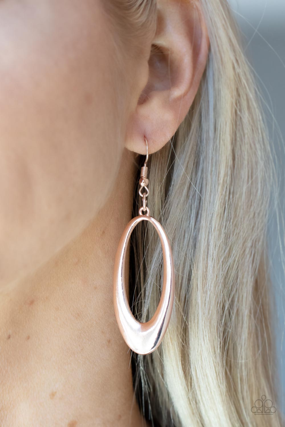 Paparazzi Earrings - Over the Hill - Rose Gold