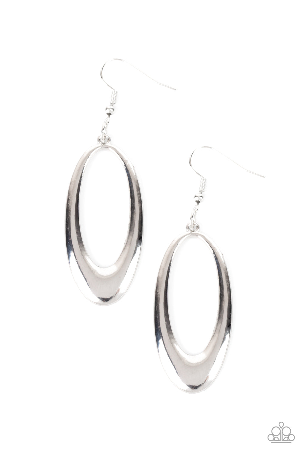 Paparazzi Earrings - Oval The Hill - Silver