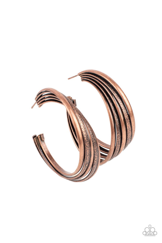 Paparazzi Earrings - In Sync - Copper
