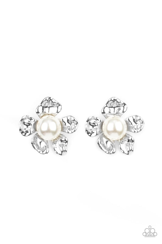 Paparazzi Earrings - Apple Blossom Pearls - White
