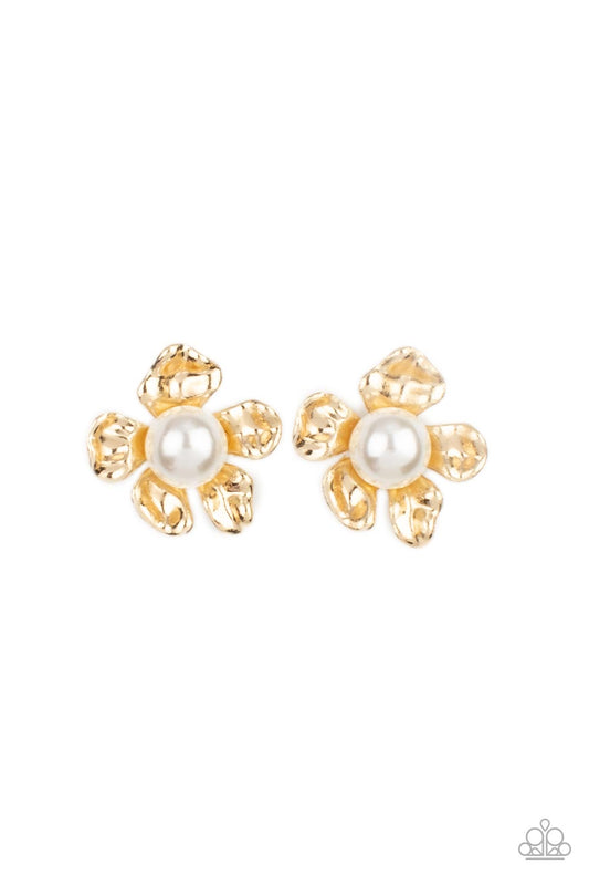 Paparazzi Earrings - Apple Blossom Pearls - Gold