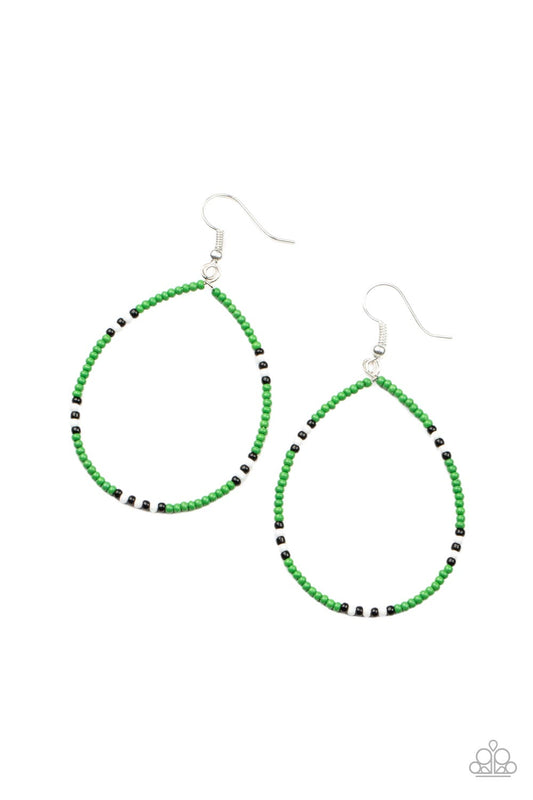 Paparazzi Earrings - Keep Up The Good Beadwork - Geen