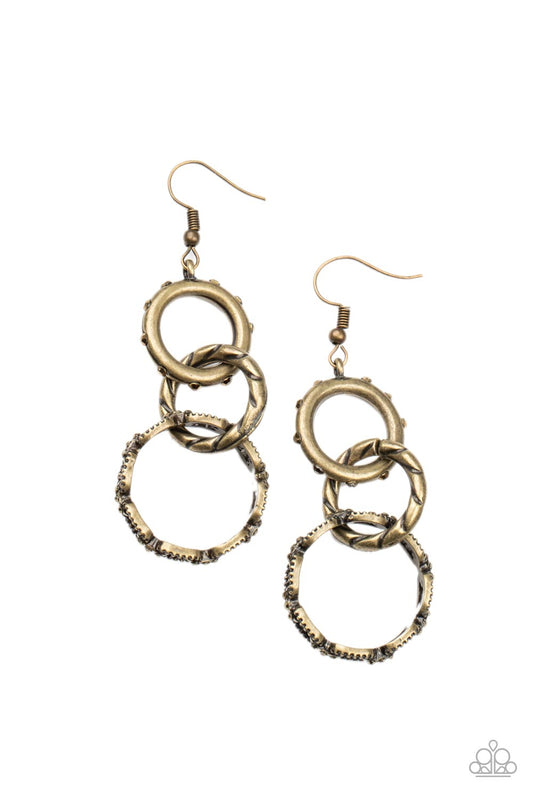 Paparazzi Earrings - Shameless Shine - Brass