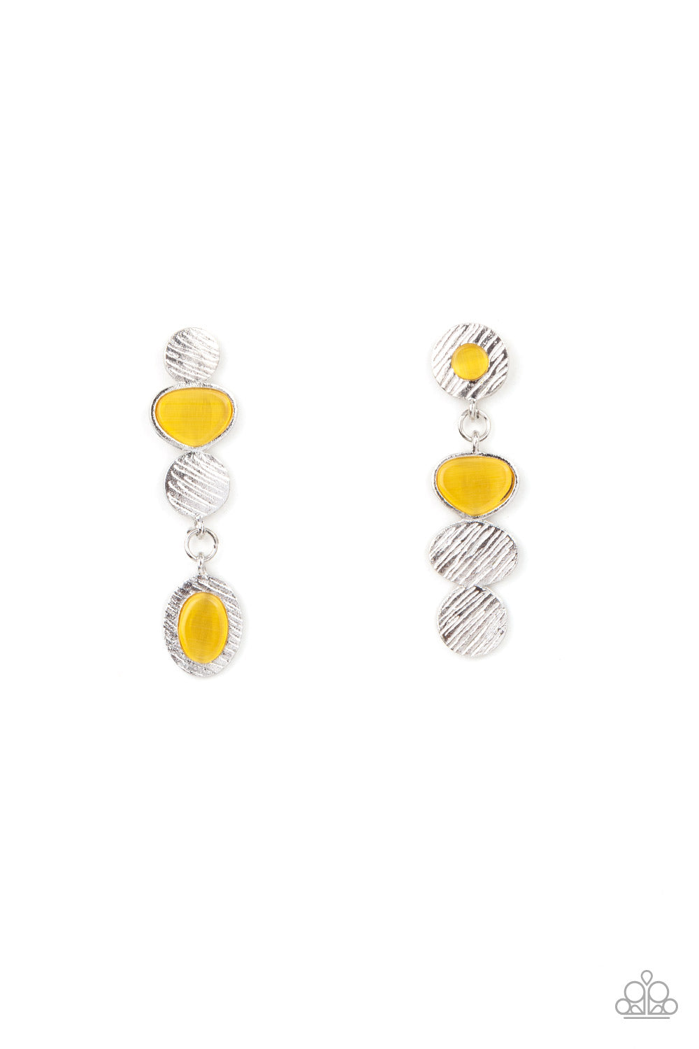 Paparazzi Earrings - Asymmetrical Appeal - Yellow