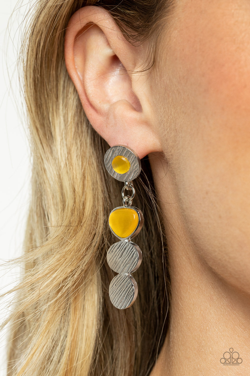 Paparazzi Earrings - Asymmetrical Appeal - Yellow
