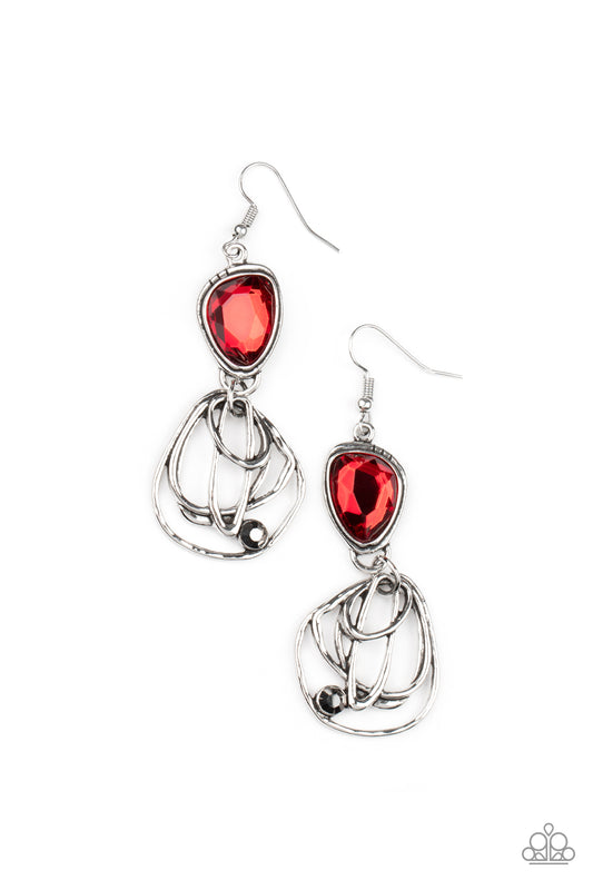 Paparazzi Earrings - Galactic Drama - Red