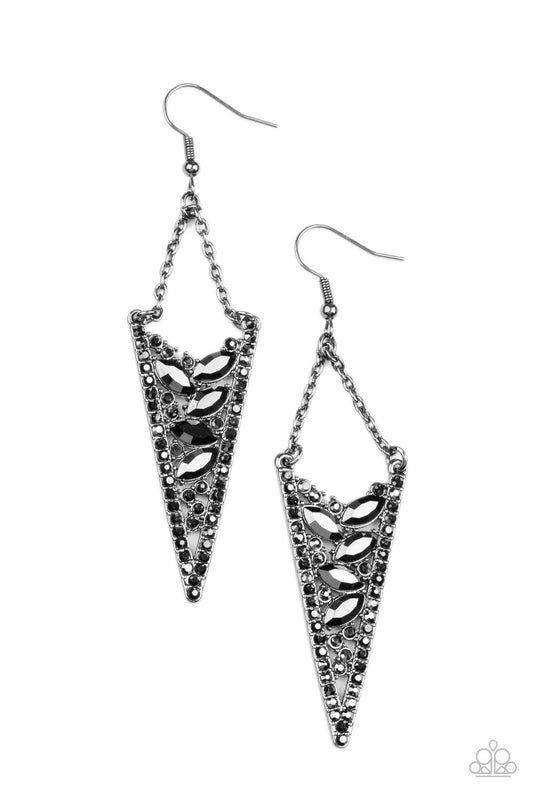 Paparazzi Earrings - Sharp-Dressed Drama - Black