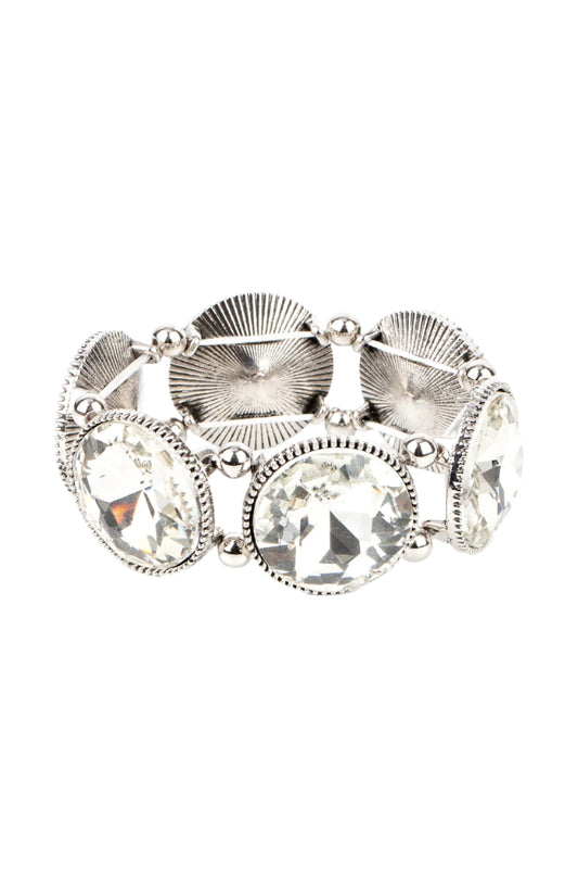 Paparazzi Bracelets - Powerhouse Hustle - White -  Life of the Party October 2021