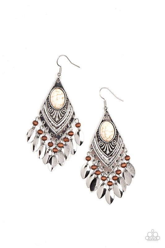 Paparazzi Earrings - Earthy Etiquette - White